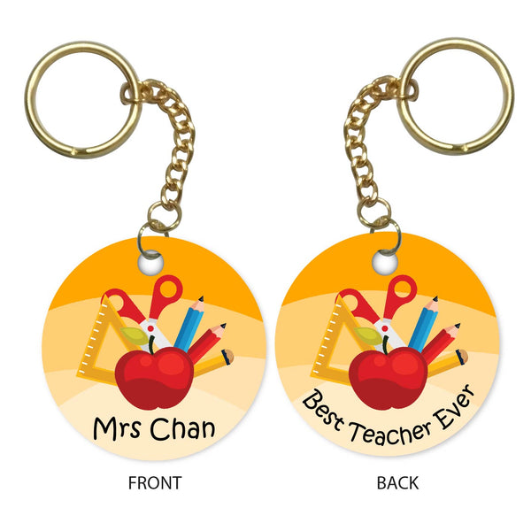 Personalised Keychain - Teacher's Apple