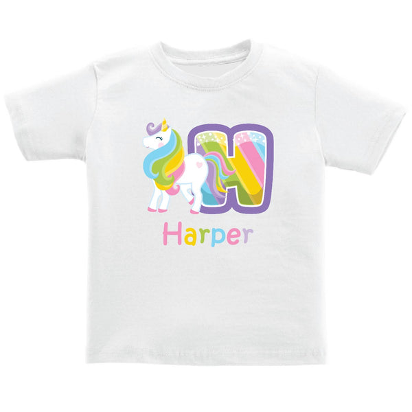 Personalised Kids Tee - Unicorn Letter