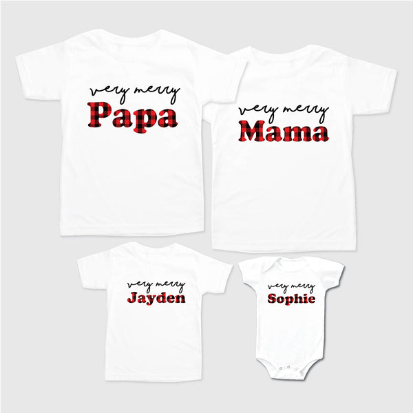 Personalised Family Tee Shirts - Christmas Plaid