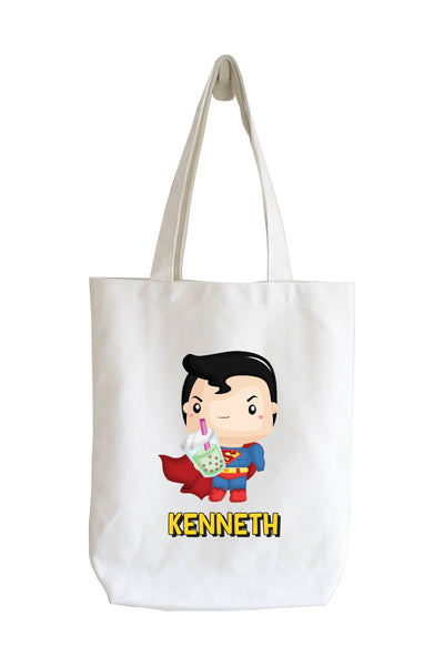 Personalised Tote Bag - Bubble Tea Superhero Boy