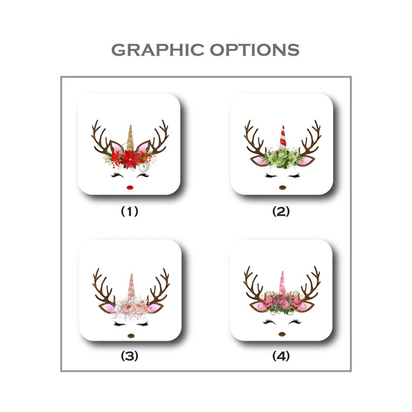 Personalised Coaster - Christmas Reindeer Unicorn