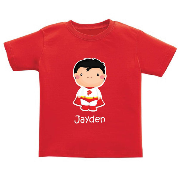Personalised Kids Tee - Local Hero Boy (Red)