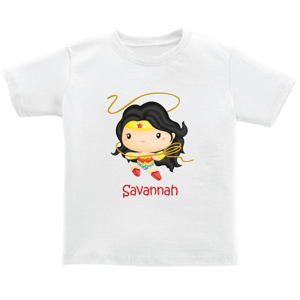 Personalised Kids Tee - Superhero Girl (8 Designs)
