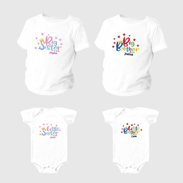 Personalised Family Tee Shirts - Siblings (Stars)