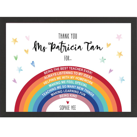 Personalised Art Print - Rainbow For Teacher