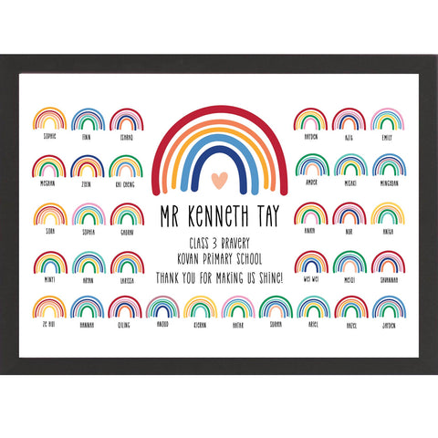 Personalised Art Print - Teacher's Rainbow Class
