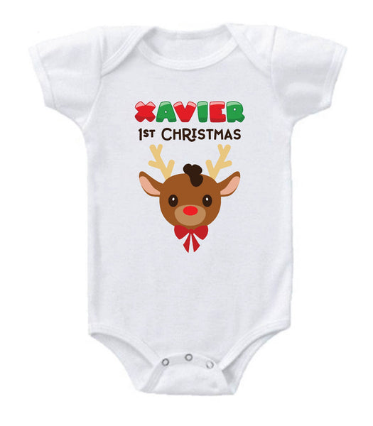 Personalised Baby Onesie / Tee - Christmas Reindeer