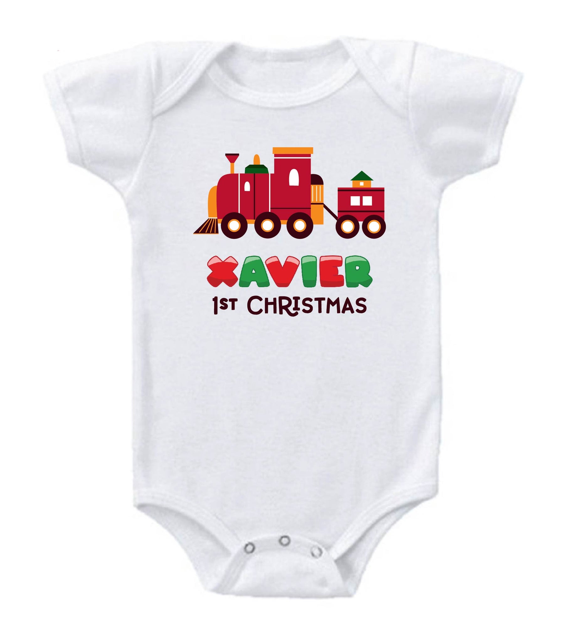 Personalised Baby Onesie / Tee - Christmas Train