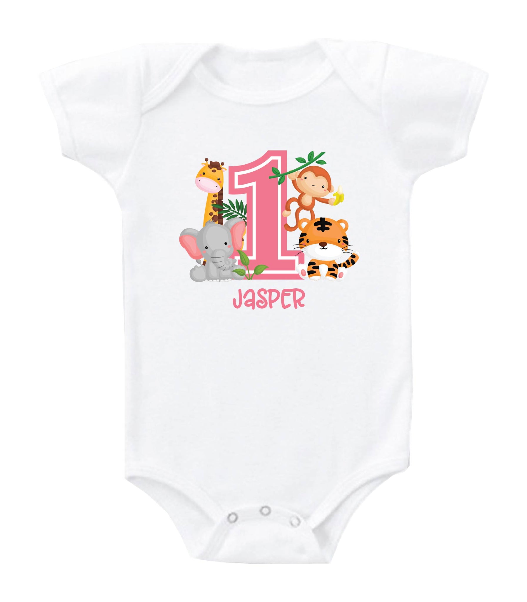 Personalised Baby Onesie / Tee - Jungle Animals Birthday 1