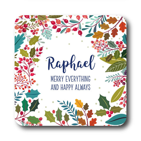 Personalised Coaster - Christmas Florals