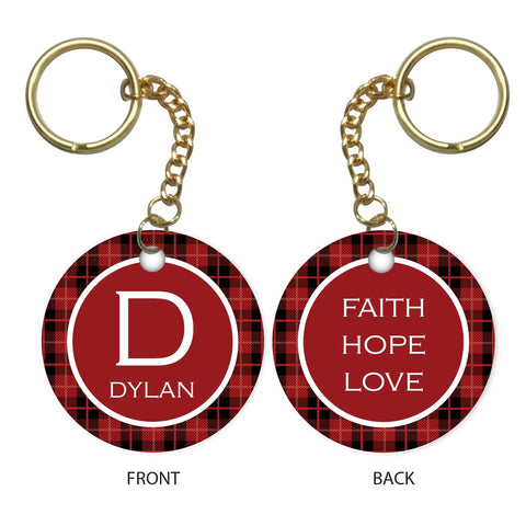Personalised Keychain - Red Plaid