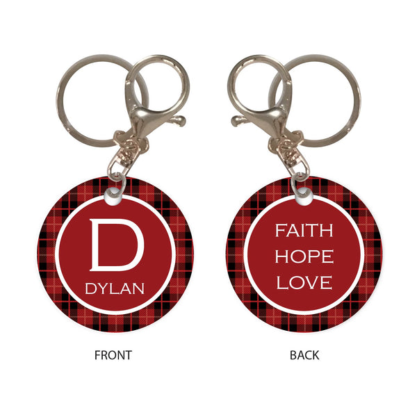 Personalised Keychain - Red Plaid