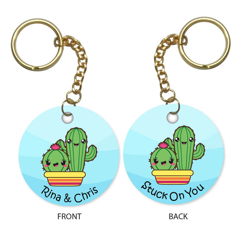 Personalised Keychain - Valentine Cactus