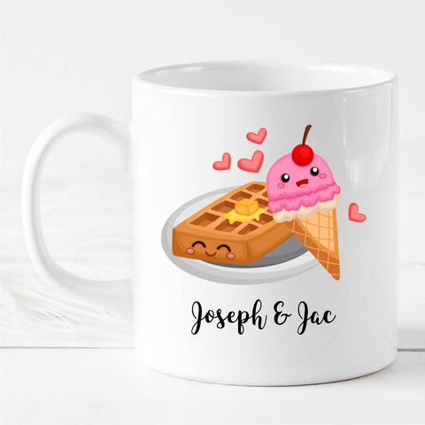 Personalised Mug Valentine Ice Cream Waffle
