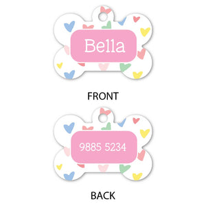 Personalised Pet Tag - Fluttering Hearts Pink