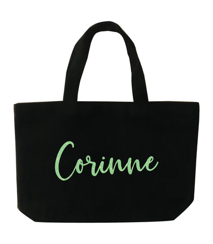 Personalised Small Bag - Glittery Green Letters
