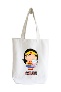 Personalised Tote Bag - Bubble Tea Superhero Girl