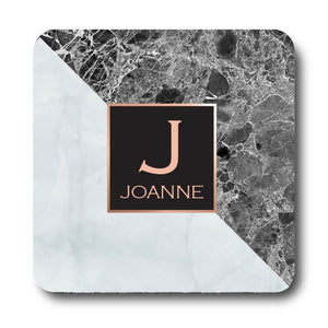 Personalised Coaster - Monochrome Marble Effect