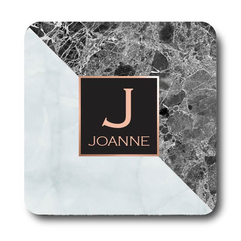 Personalised Coaster - Monochrome Marble Effect