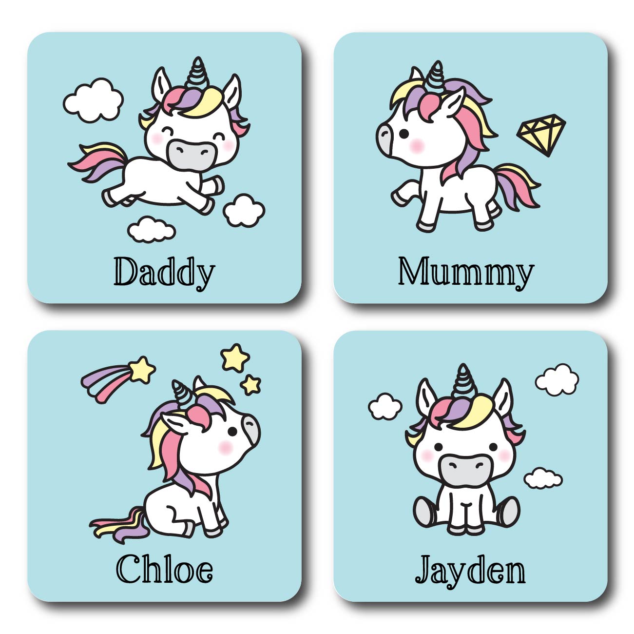 Personalised Coaster - Unicorn Family